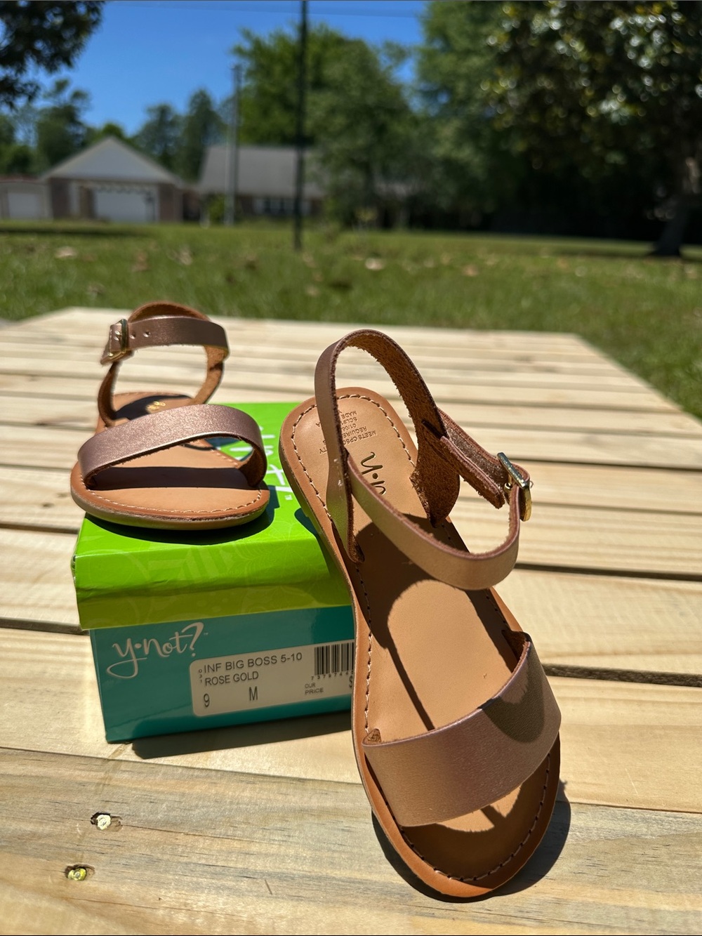 Girls' Rose Gold Ankle Strap Sandals by